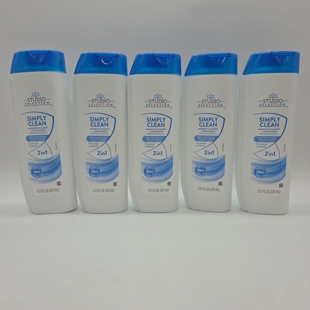 Lot Of 5 "Studio Selection" Simply Clean Dandruff Shampoo & Conditioner 2 in 1